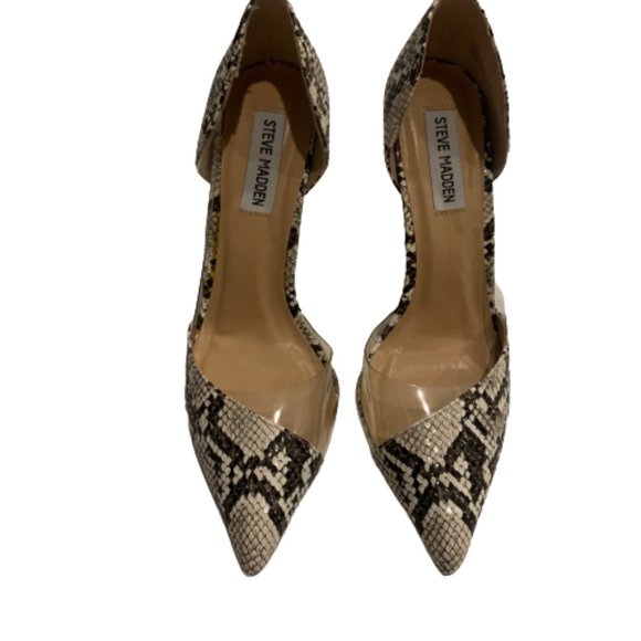 Steve Madden Shoes - Steve Madden Shira Snakeskin Clear Heels, Size 7.5